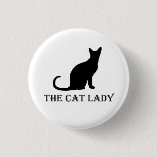 Chapa Redonda De 2,5 Cm La señora Pinback Badge Button del gato