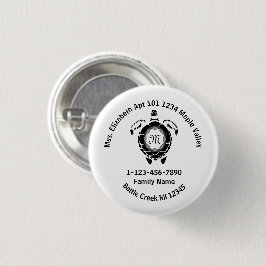 Chapa Redonda De 2,5 Cm La tortuga del mar del diamante negro perdió la di