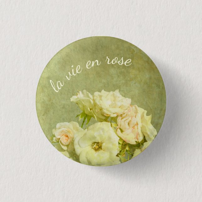 Chapa Redonda De 2,5 Cm La vie en rosa (Anverso)