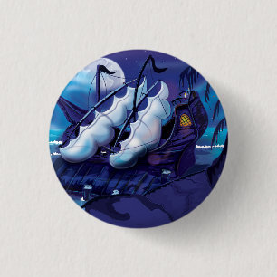 Chapa Redonda De 2,5 Cm La vieja nave pirata atracada