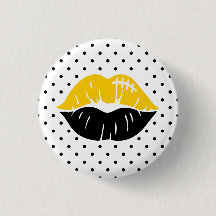 Labios de Fútbol Negro y Dorado