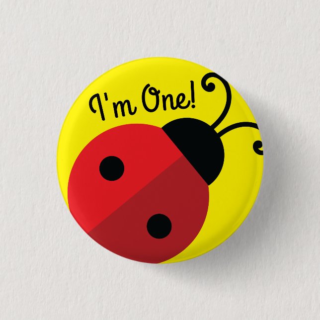 Chapa Redonda De 2,5 Cm Lady Bug Cute Kid's 1st Birthday Party (Anverso)
