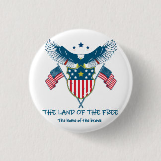 Chapa Redonda De 2,5 Cm Land of the Free Eagle Button