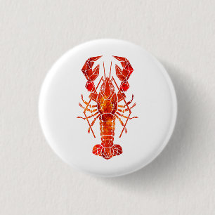 Chapa Redonda De 2,5 Cm Langosta poligonal roja