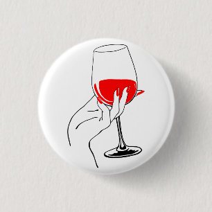 Chapa Redonda De 2,5 Cm Las mujeres sostienen a mano el arte del vino