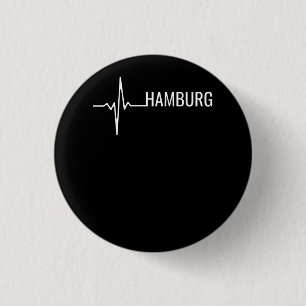 Chapa Redonda De 2,5 Cm Latido del corazón de la ciudad de Hamburgo