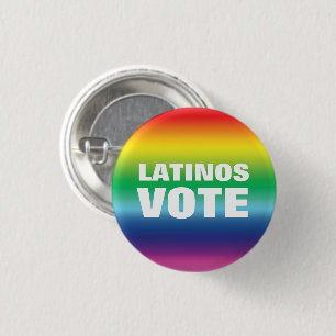 Chapa Redonda De 2,5 Cm Latinos Votan colores arcoiris orgullo gay moderno