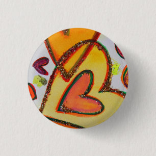 Chapa Redonda De 2,5 Cm Laugh Hearts Cruzando Botones de Arte o Pines Lape