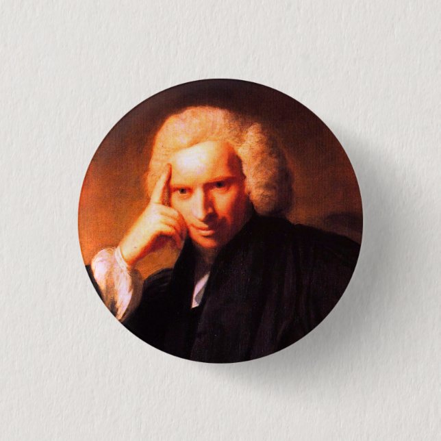 Chapa Redonda De 2,5 Cm Laurence Sterne (pintura de Sir Joshua Reynolds) (Anverso)