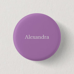 Chapa Redonda De 2,5 Cm Lavanda de nombre propio manuscrito minimalista