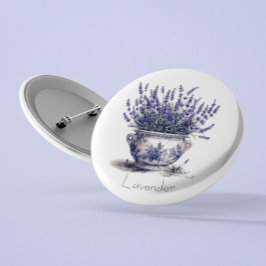 Chapa Redonda De 2,5 Cm Lavanda en azul Delft, personalizable