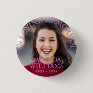 Chapa Redonda De 2,5 Cm Lavanda   Memorial fotográfico personalizado