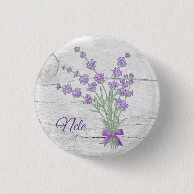 Chapa Redonda De 2,5 Cm Lavendelstrauss, personalisiert (Anverso)