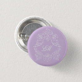 Chapa Redonda De 2,5 Cm Lavender Victorian Crest Wedding Monogram