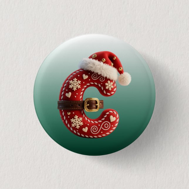 Chapa Redonda De 2,5 Cm Layered Pastel Gold Trim Letter C (Anverso)