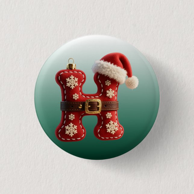 Chapa Redonda De 2,5 Cm Layered Pastel Gold Trim Letter H (Anverso)