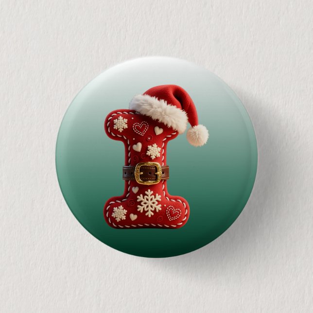 Chapa Redonda De 2,5 Cm Layered Pastel Gold Trim Letter I (Anverso)