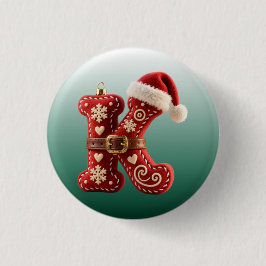 Chapa Redonda De 2,5 Cm Layered Pastel Gold Trim Letter K