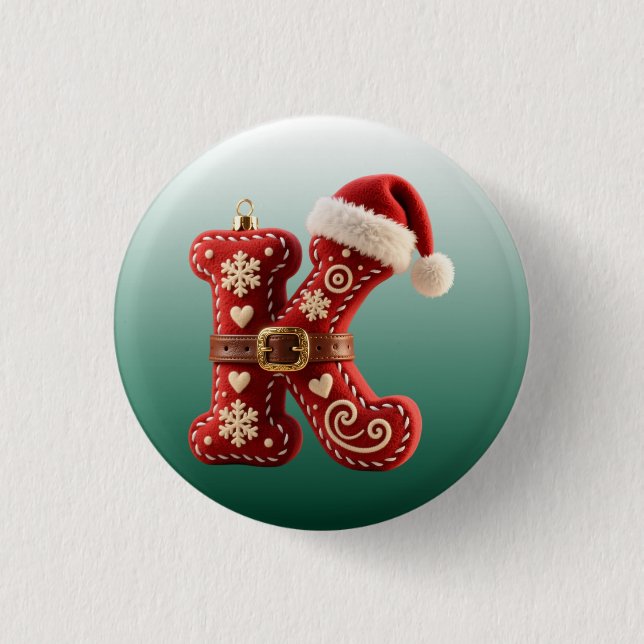 Chapa Redonda De 2,5 Cm Layered Pastel Gold Trim Letter K (Anverso)