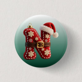 Chapa Redonda De 2,5 Cm Layered Pastel Gold Trim Letter N