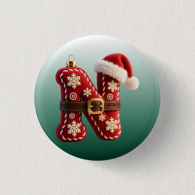 Chapa Redonda De 2,5 Cm Layered Pastel Gold Trim Letter N (Anverso)