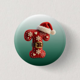 Chapa Redonda De 2,5 Cm Layered Pastel Gold Trim Letter T