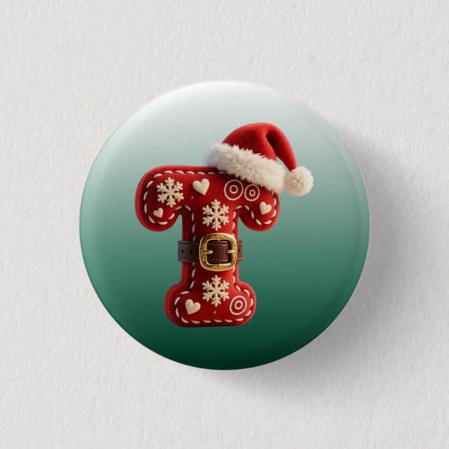 Chapa Redonda De 2,5 Cm Layered Pastel Gold Trim Letter T (Anverso)