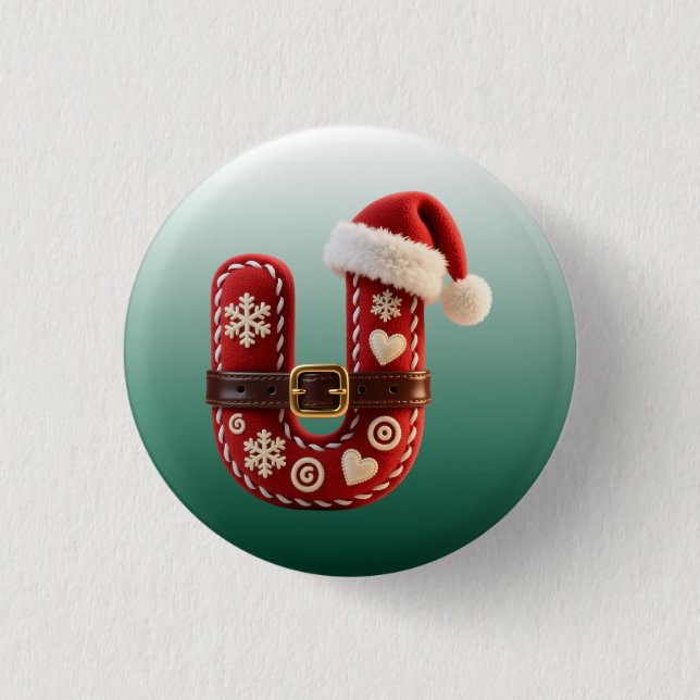 Chapa Redonda De 2,5 Cm Layered Pastel Gold Trim Letter U (Anverso)