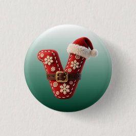 Chapa Redonda De 2,5 Cm Layered Pastel Gold Trim Letter V