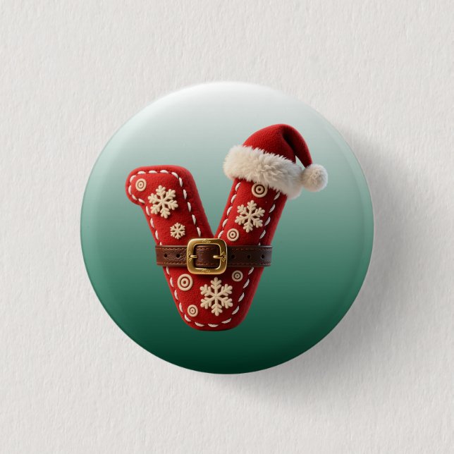 Chapa Redonda De 2,5 Cm Layered Pastel Gold Trim Letter V (Anverso)