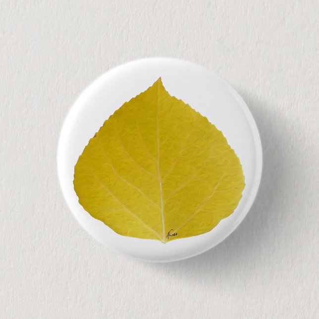 Chapa Redonda De 2,5 Cm Leaf amarillo #5 (Anverso)