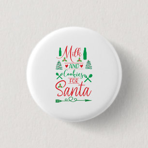 Chapa Redonda De 2,5 Cm Leche De Feliz Navidad Y Cookies Para Santa Sede