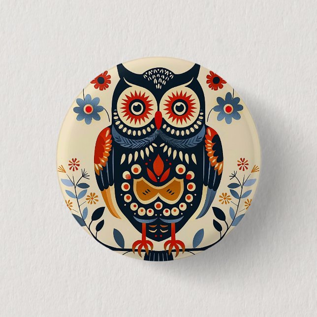 Chapa Redonda De 2,5 Cm Lechuza Cuta (Anverso)