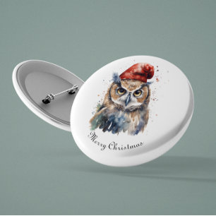 Chapa Redonda De 2,5 Cm Lechuza de invierno encantada, personalizado