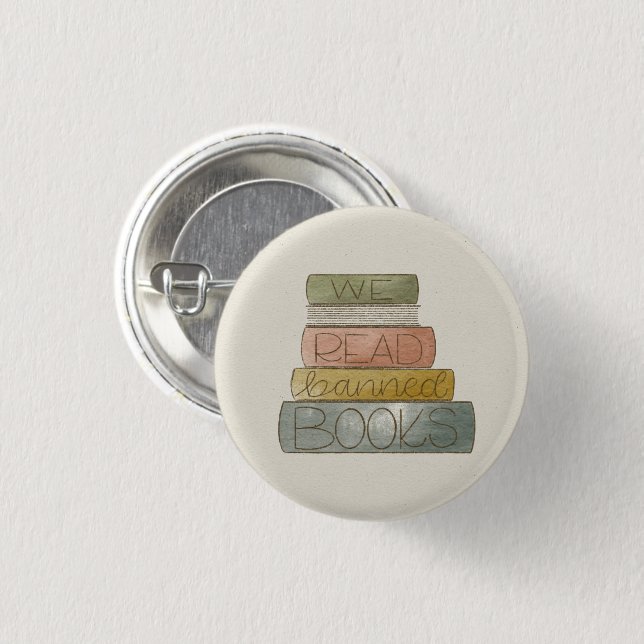 Chapa Redonda De 2,5 Cm Leemos al Pegatina de Libros Prohibidos (Anverso y reverso)
