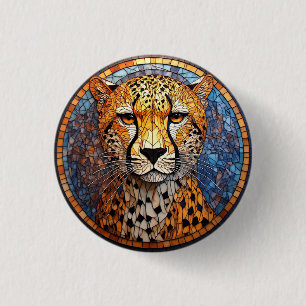 Chapa Redonda De 2,5 Cm Leopardo en colores vibrantes y patrones intrincad