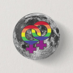 Chapa Redonda De 2,5 Cm Lesbian Moon Pin
