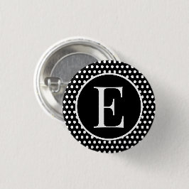 Chapa Redonda De 2,5 Cm Letra clásica polka puntos negro Personalizado ini