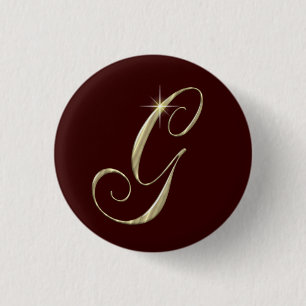 Chapa Redonda De 2,5 Cm Letra Gold Monograma G Iniciales