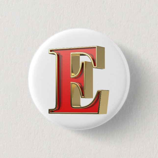 Chapa Redonda De 2,5 Cm Letra roja de vidrio E (Anverso)