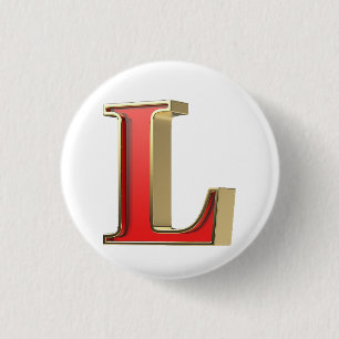 Chapa Redonda De 2,5 Cm Letra roja de vidrio L