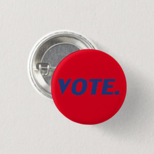 Chapa Redonda De 2,5 Cm Letras azules de "Vote", fondo rojo