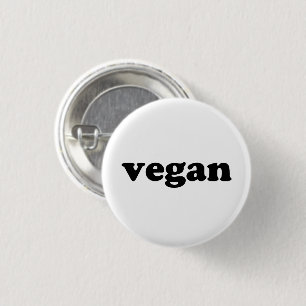 Chapa Redonda De 2,5 Cm Letras negras "veganas", fondo blanco