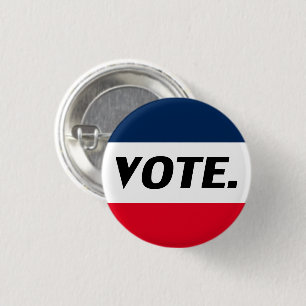 Chapa Redonda De 2,5 Cm Letras negras "Vote", fondo blanco azul rojo