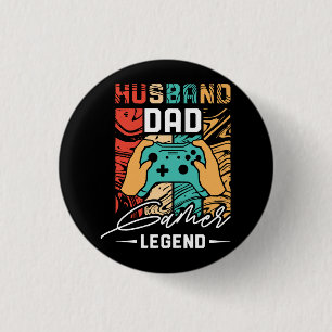 Chapa Redonda De 2,5 Cm Leyenda de videojuegos esposo y padre
