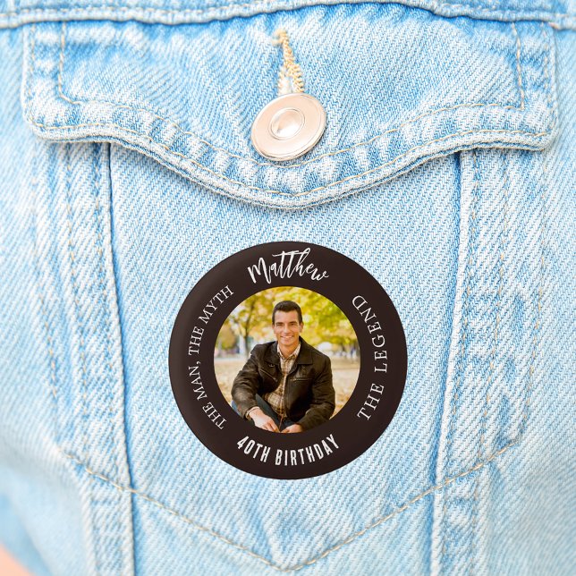 Chapa Redonda De 2,5 Cm Leyenda del mito del hombre de la foto marrón de c (Subido por el creador)