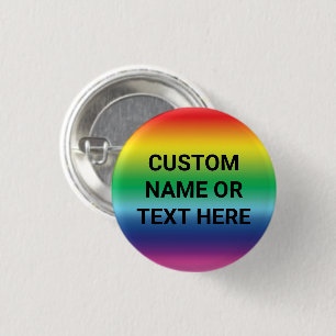 Chapa Redonda De 2,5 Cm Lgbtq personalizado negro gradiente arcoiris orgul