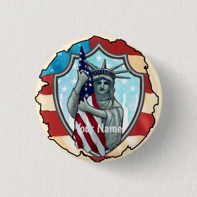 Chapa Redonda De 2,5 Cm Libertad USA  (Anverso)