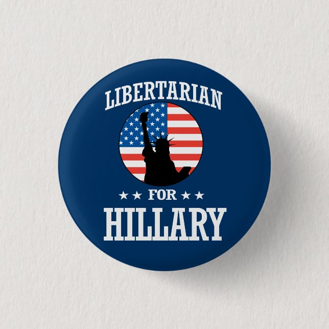 CHAPA REDONDA DE 2,5 CM LIBERTARIO PARA HILLARY (Anverso)