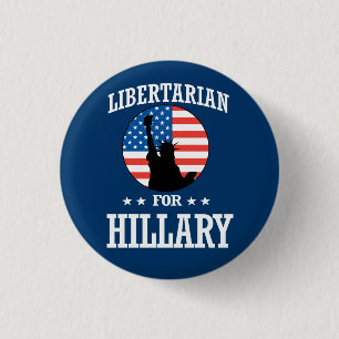 CHAPA REDONDA DE 2,5 CM LIBERTARIO PARA HILLARY